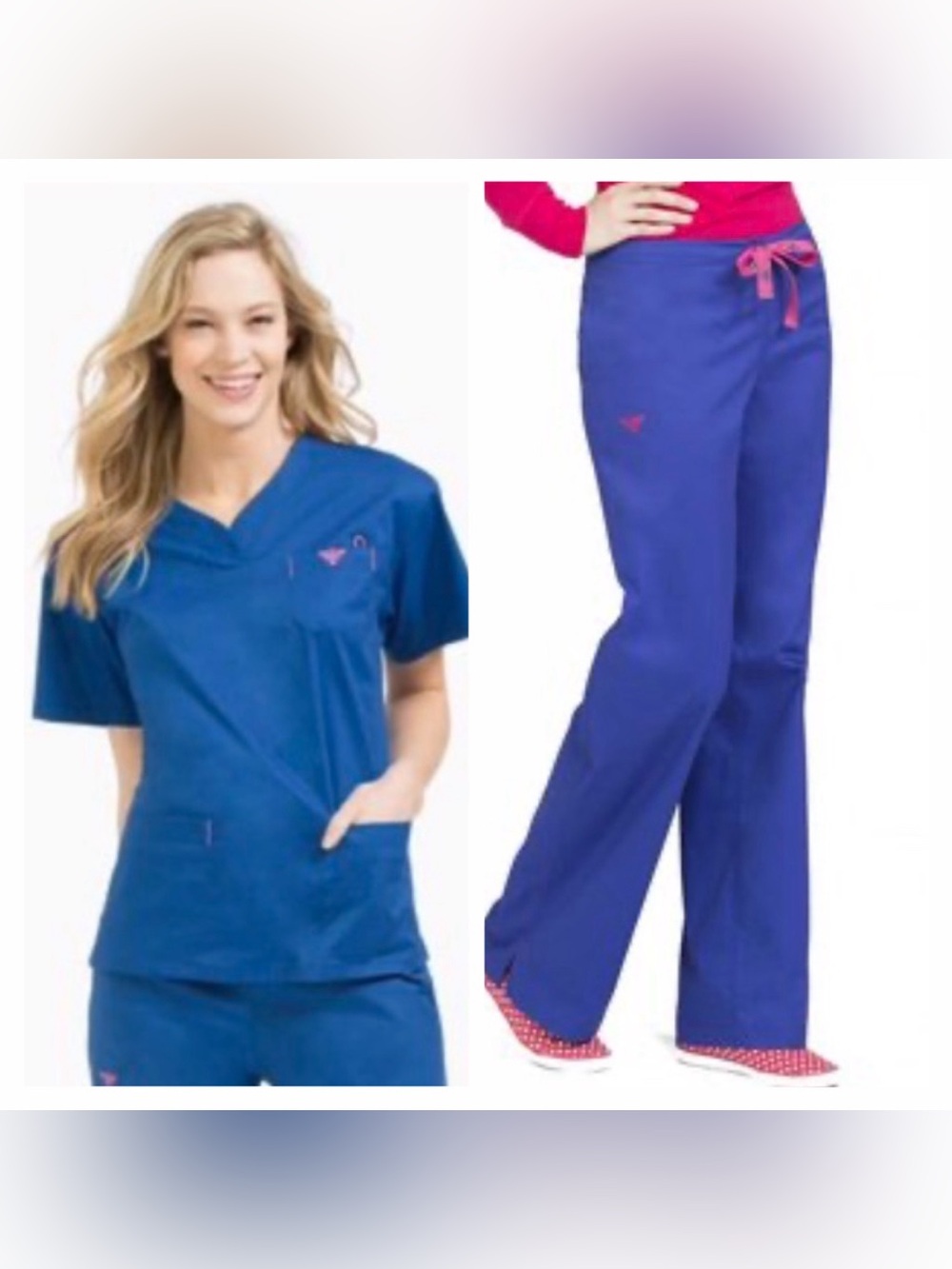Med Couture E-Z Flex Royal blue / passion pink accent 𝙍𝙀𝘼𝘿 scrub set